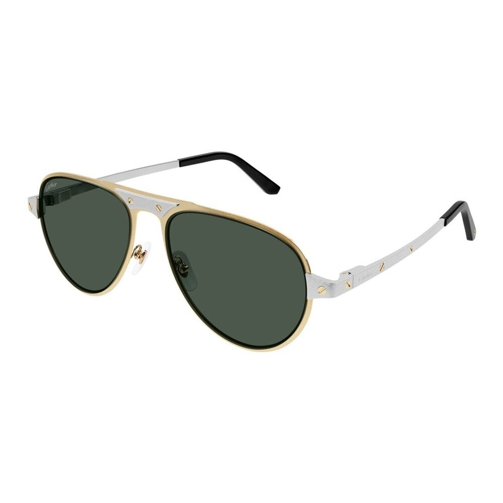 Cartier CT0533S-002 Sunglasses Gold Silver Green Metal